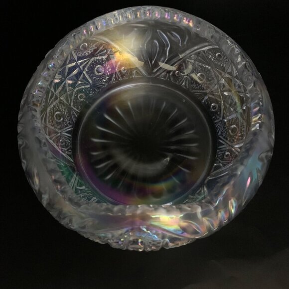 LE Smith Clear Carnival Iridescent Glass Hobstar Pattern Design Bowl - Picture 4 of 8